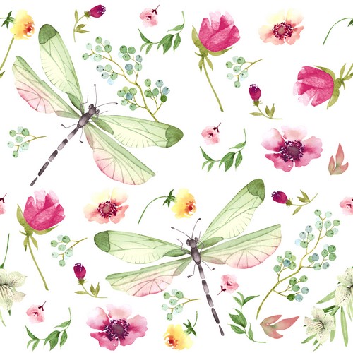 20 Servietten Summer Field - Libellen an Blumenmeer 33x33cm