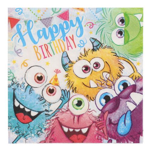 20 Servietten Funny Monsters - Monster feiern Geburtstag 33x33cm