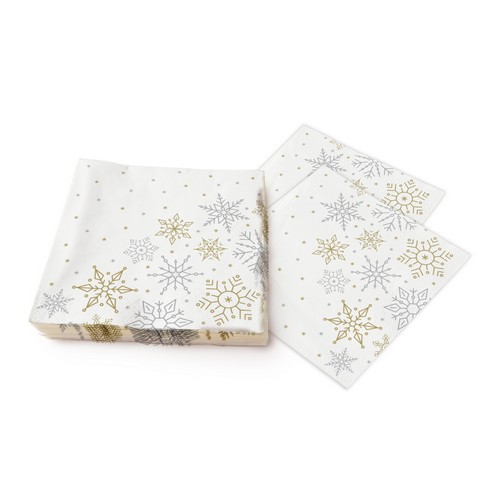 20 Servietten Glistering Snow - Einfache Flocken und Punkte 33x33cm