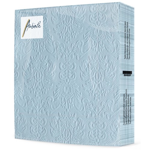 15 geprägte Servietten Elegance pale blue 33x33cm