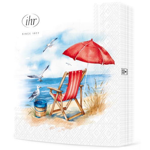 20 Servietten Beach Day - Sonnenliege am Meer 33x33cm