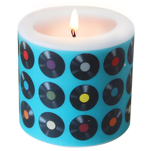 Kerze rund Vinyl Schallplatten Ø 8cm, Höhe 7,5cm
