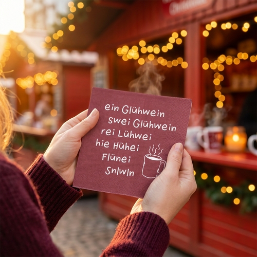 20 Servietten ein Glühwein rot - Zu viel Glühwein rot 33x33cm