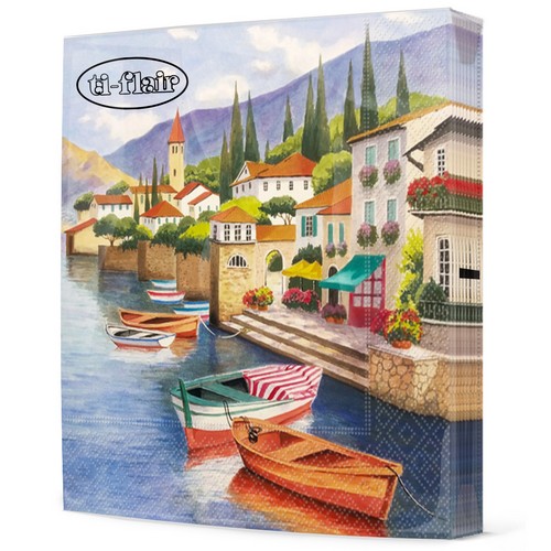 20 Servietten Lago di Como - Boote im Comer See 33x33cm
