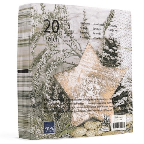 RP 20 Servietten Wooden Star - Holzstern 33x33cm