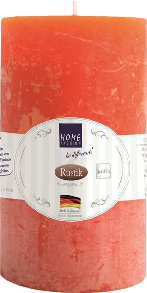 Kerze Stumpen Rustik orange Ø 7cm, Höhe 12cm