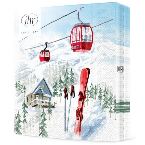20 Servietten Snowy Holidays - Ausflug ins Skigebiet 33x33cm