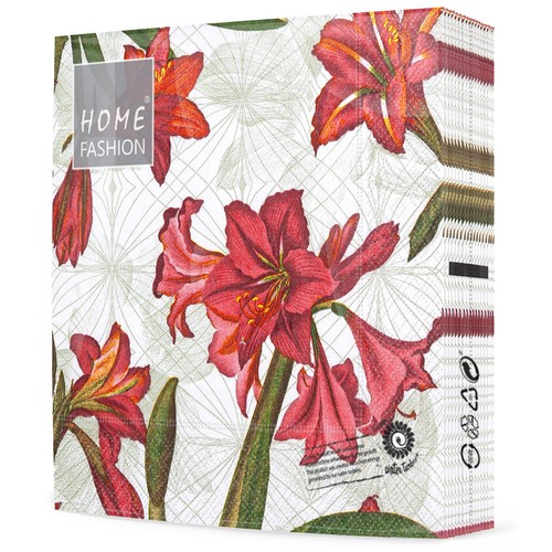 20 Servietten Natural Amaryllis pure - Moderne Amaryllis weiß 33x33cm