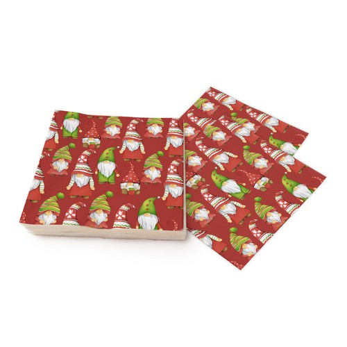 20 Servietten Santa Time repeat - Gnome in einer Reihe 33x33cm