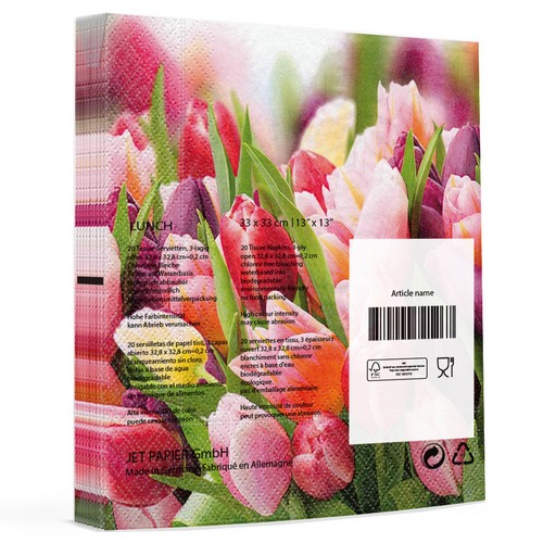 20 Servietten Pink & Violet Tulips - Tulpen in rosa und rot 33x33cm