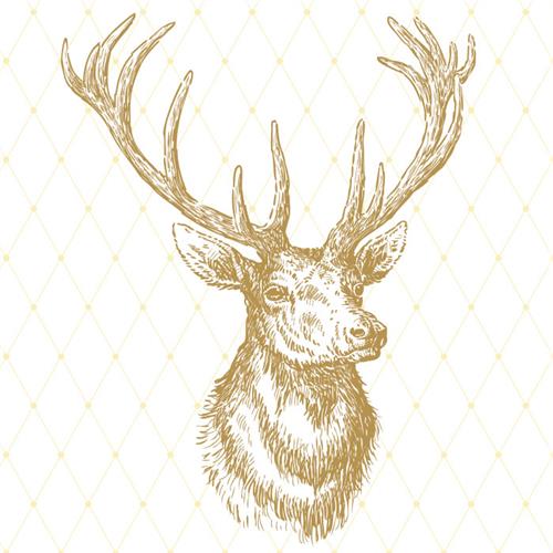 20 Servietten Elegant Elk gold - Eleganter Hirsch gold 33x33cm