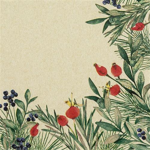 20 Servietten Eco Line Rosehip and Evergreen - Hagebutten Eco 33x33cm