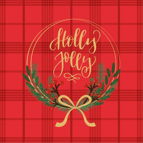 20 Servietten Jolly Time - Holly Jolly im Kreis 33x33cm
