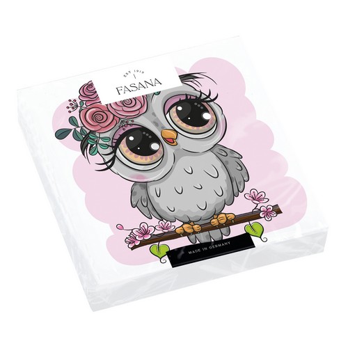 20 Servietten Cartoon Owl - Eule im Cartoon-Stil 33x33cm