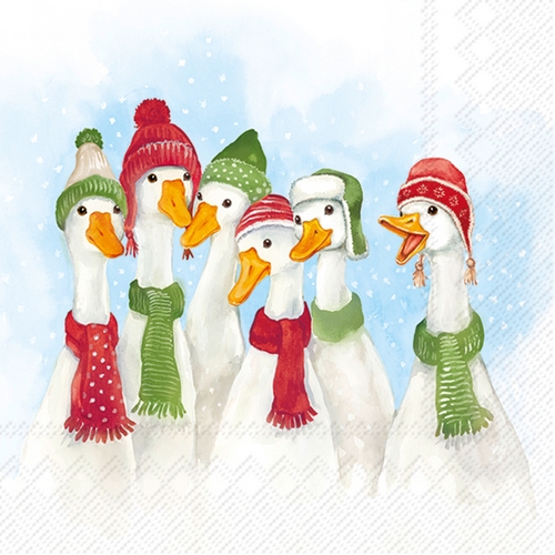 20 Servietten Edgar & Friends - Enten mit Schal und Mütze 33x33cm