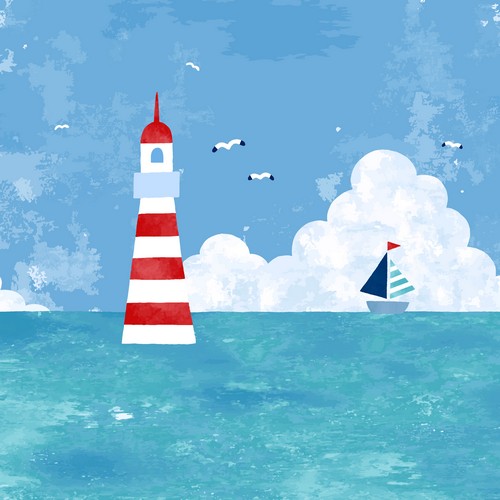 20 Servietten Seas the Day - Segelboot an Leuchtturm 33x33cm