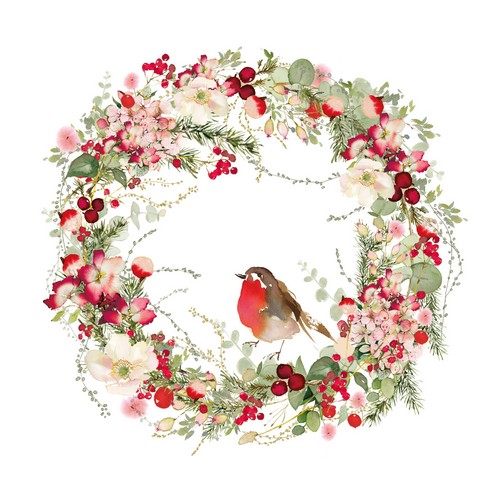 20 Servietten Beautiful Christmas Wreath - Festlicher Natur-Kranz 33x33cm