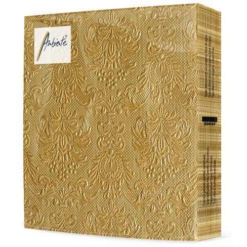 15 geprägte Servietten Elegance gold 33x33cm