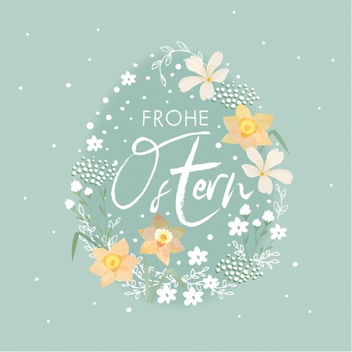 20 Servietten Fröhliche Ostern eucalyptus - Frohe Ostern im Ei eukalyptus 33x33cm