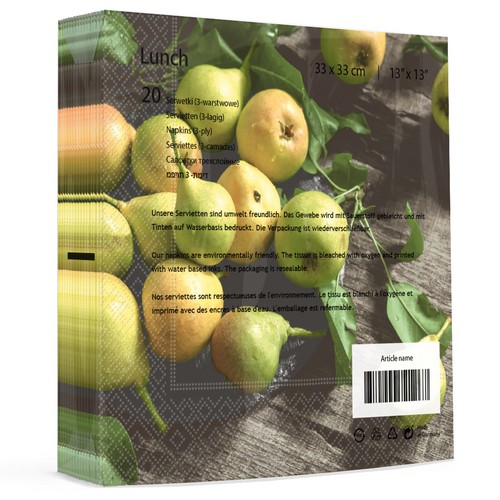 20 Servietten Rustic Pears - Rustikale Birnen 33x33cm