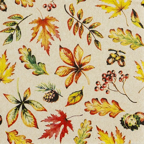 20 Servietten Eco Line Leaves Allover - Bunte Herbstblätter Eco 33x33cm
