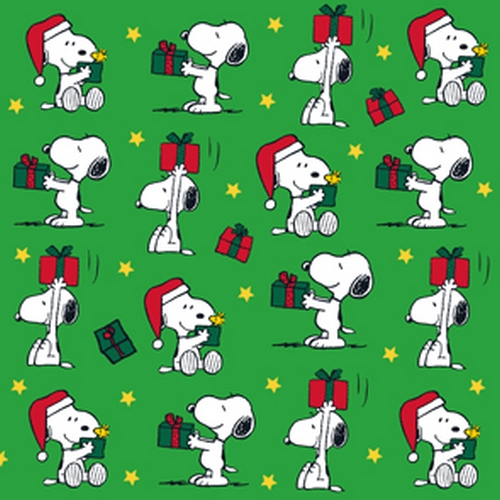 20 Servietten X-mas Mini Snoopy grün - Mini-Snoopy weihnachtlich grün 33x33cm