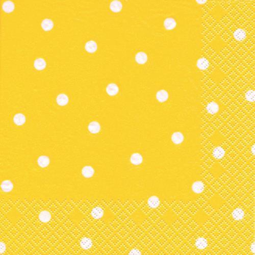 20 Servietten Punkte gelb 33x33cm