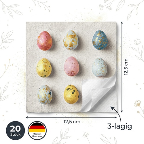 20 kleine Cocktailservietten Dreamy eggs - Marmorierte Eier 25x25cm