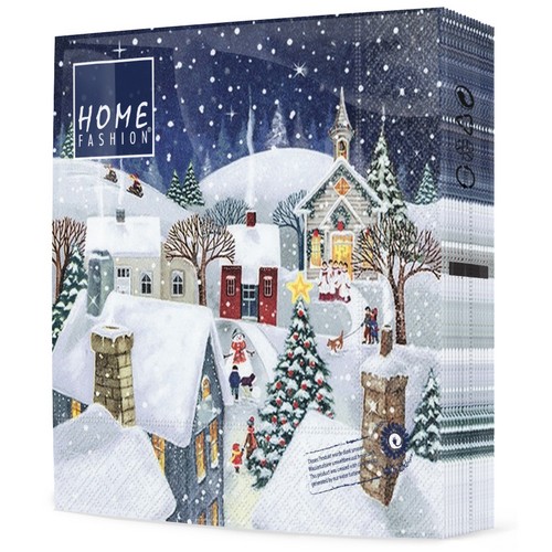 20 Servietten Village Story - Geschichte des Winterdorfs 33x33cm