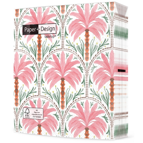 20 Servietten Palm oasis - Palmen-Muster rosa 33x33cm