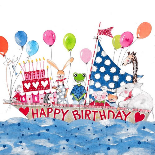 20 Servietten Kid Boat - Schiff zum Geburtstag 33x33cm
