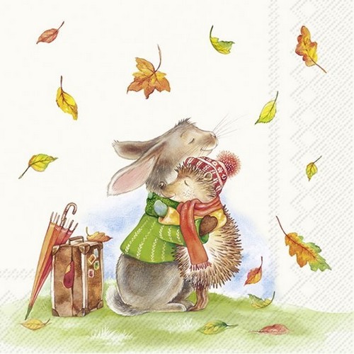 20 Servietten Best Friends forever - Hase und Igel umarmen sich 33x33cm