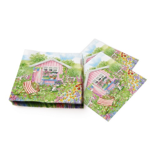 20 Servietten Maison Rose - Ferienhaus mit Garten 33x33cm