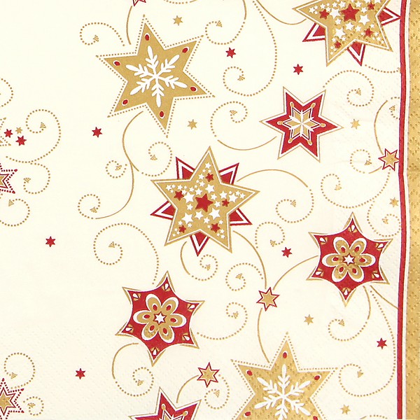 20 Cocktailservietten Stars & Swirls gold - Sterne & Wirbel gold 25x25cm