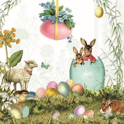 20 Servietten Ester Suprise - Osterüberraschung Vintage 33x33cm