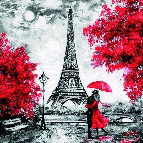 20 Servietten L`Amour á Paris - Romantik am Eiffelturm 33x33cm