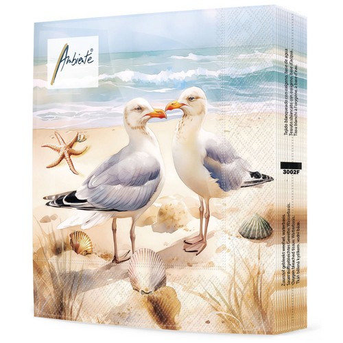 20 Servietten Seagulls - Möwen und Muscheln am Strand 33x33cm