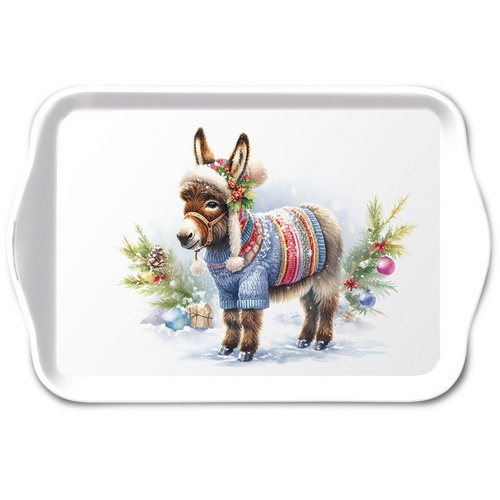 Tablett klein Wooly Donkey - Niedlicher Esel mit Wollbekleidung 20,8x13,6cm