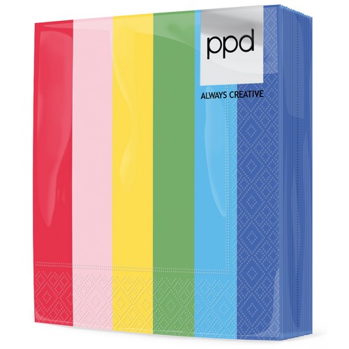 20 Servietten Pride Colors - Streifen vom Regenbogen 33x33cm