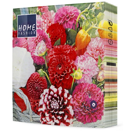 20 Servietten Dahlia Basket - Dahlien im Korb 33x33cm