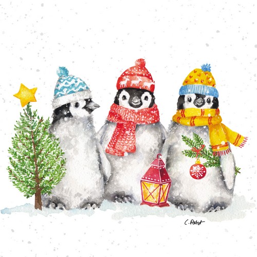 20 Servietten Sacred Penguins - Pinguine im Winter-Look 33x33cm