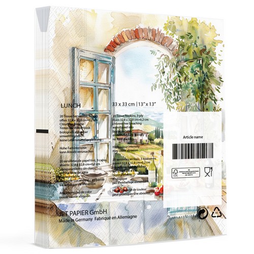 20 Servietten Cucina con Vista - Fenster zur Toskana 33x33cm