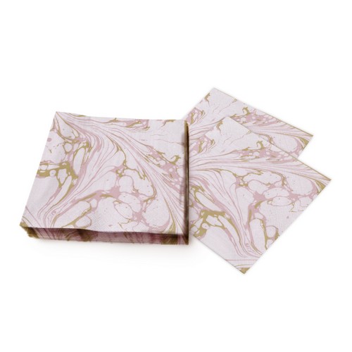 20 Servietten Calacatta Oro blush rose - Sanftes Marmor rosa 33x33cm