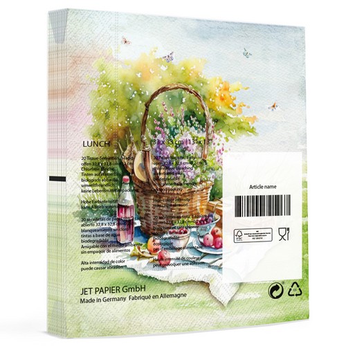 20 Servietten Picnic Estivo - Gedeckter Picknickplatz 33x33cm