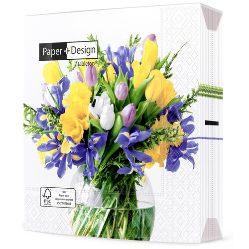 20 Servietten Flower Vase - Vase voller eleganter Blumen 33x33cm