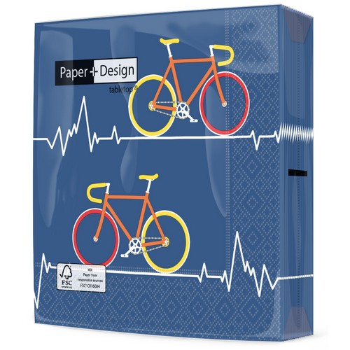 20 Servietten Heartbeat Bike blue - Fahrrad mit Frequenz blau 33x33cm