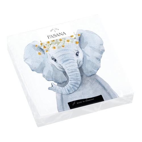 20 Servietten Ms Elephant - Elefant mit Blumenschmuck 33x33cm