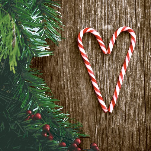 20 Servietten Sweetheart - Herz aus Zuckerstangen 33x33cm