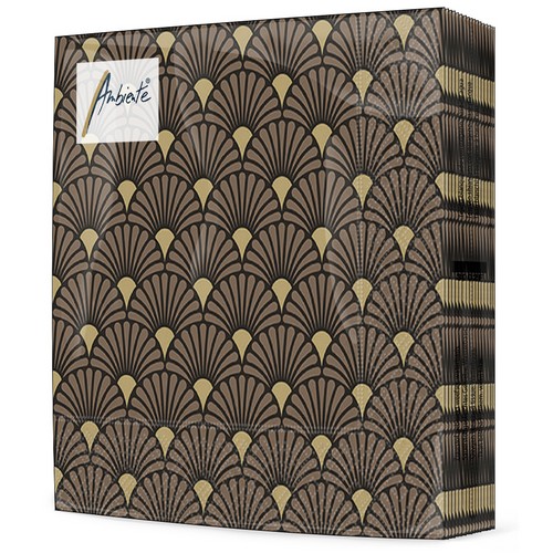 20 Servietten Art Deco black/gold - Elegante Bögen schwarz-gold 33x33cm