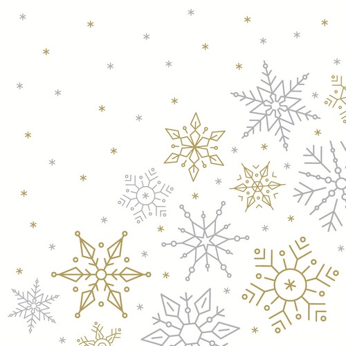 20 Servietten Glistering Snow - Einfache Flocken und Punkte 33x33cm